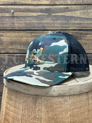 Beach & Barn SURFING ROOSTER CAMO Snapback Hat Green Camo Black side / front view. If you need any assistance with this item or the purchase of this item please call us at five six one seven four eight eight eight zero one Monday through Saturday 10:00a.m EST to 8:00 p.m EST