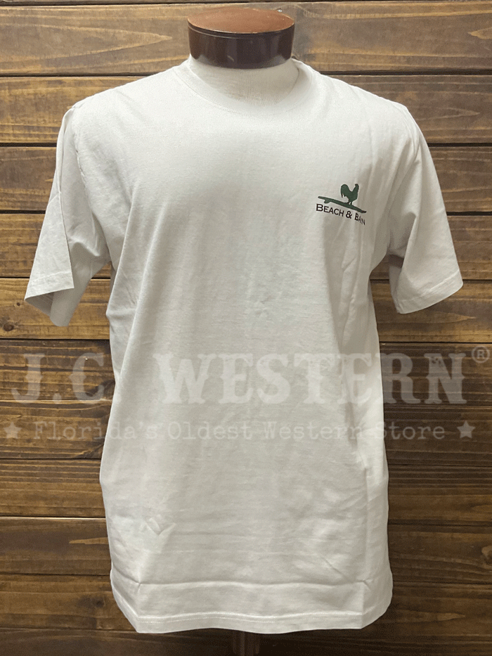 Beach & Barn CAMO SURFING ROOSTER Short Sleeve T-Shirt Beige back view. If you need any assistance with this item or the purchase of this item please call us at five six one seven four eight eight eight zero one Monday through Saturday 10:00a.m EST to 8:00 p.m EST