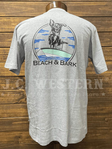 Beach & Barn BOW WOW Short Sleeve T-Shirt Silver Grey back view. If you need any assistance with this item or the purchase of this item please call us at five six one seven four eight eight eight zero one Monday through Saturday 10:00a.m EST to 8:00 p.m EST