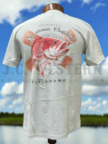 FloGrown FGM-1843 Mens King Red Snapper Tee Silver Grey back view. If you need any assistance with this item or the purchase of this item please call us at five six one seven four eight eight eight zero one Monday through Saturday 10:00a.m EST to 8:00 p.m EST