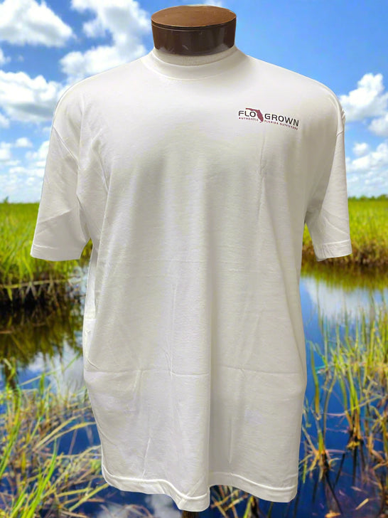 FloGrown FGM-1850 Mens Bass Man Tee White front view. If you need any assistance with this item or the purchase of this item please call us at five six one seven four eight eight eight zero one Monday through Saturday 10:00a.m EST to 8:00 p.m EST