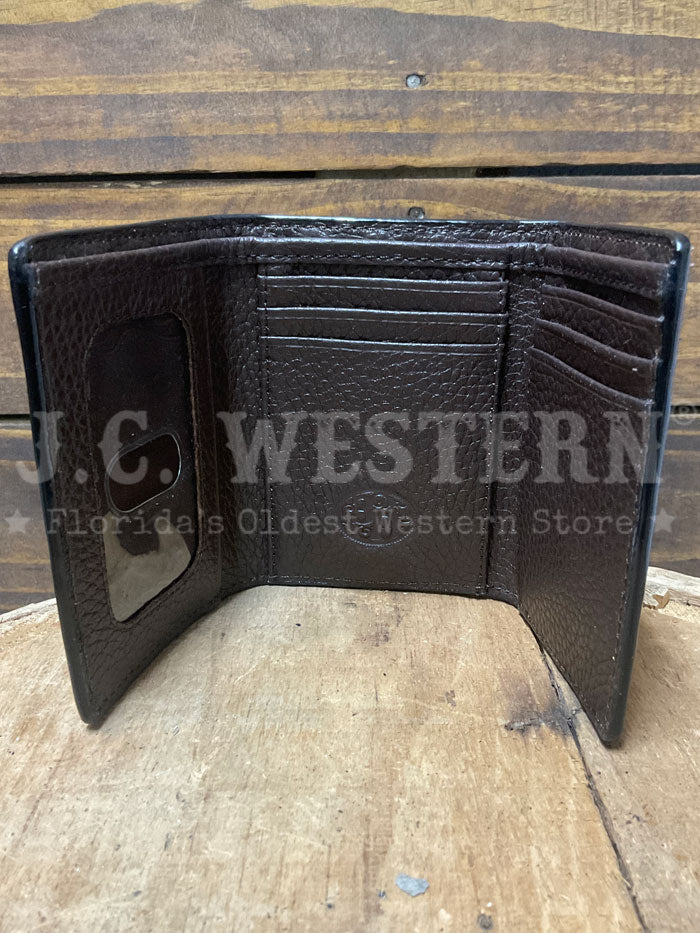 3D D250010648 Mens Hand Painted Ace Cards Trifold Wallet Natural front view. If you need any assistance with this item or the purchase of this item please call us at five six one seven four eight eight eight zero one Monday through Saturday 10:00a.m EST to 8:00 p.m EST