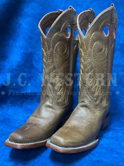 Circle G L6269 Ladies Cut Out And Embroidery Square Toe Boot Honey Tan front / side view. If you need any assistance with this item or the purchase of this item please call us at five six one seven four eight eight eight zero one Monday through Saturday 10:00a.m EST to 8:00 p.m EST