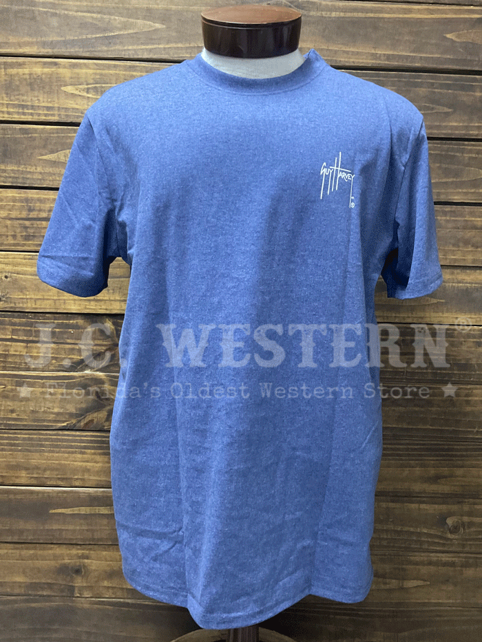 Guy Harvey GHV55727-NVH Mens Sketchy Blue Short Sleeve T-Shirt Navy Heather back view. If you need any assistance with this item or the purchase of this item please call us at five six one seven four eight eight eight zero one Monday through Saturday 10:00a.m EST to 8:00 p.m EST

