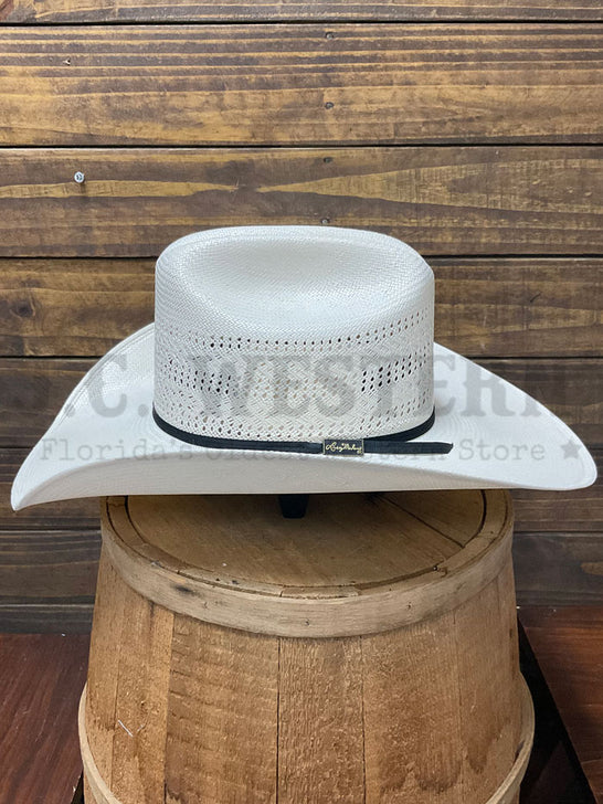 Larry Mahan LMH11158 10X COWBOY Straw Hat Ivory side view. If you need any assistance with this item or the purchase of this item please call us at five six one seven four eight eight eight zero one Monday through Saturday 10:00a.m EST to 8:00 p.m EST