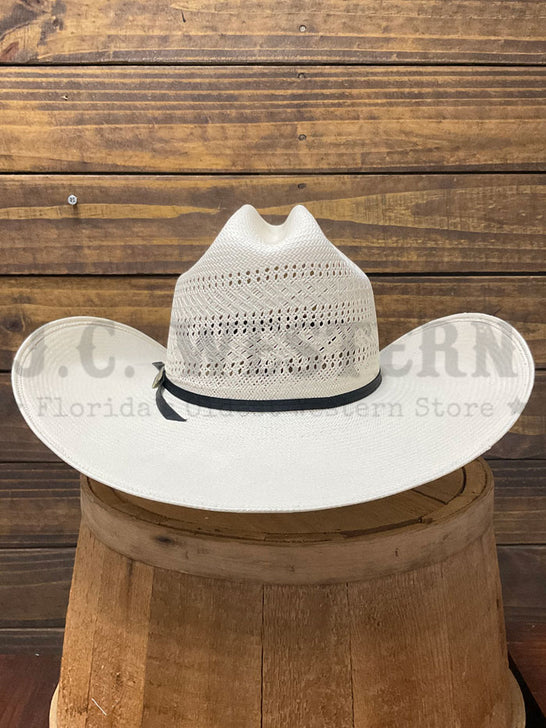 Larry Mahan LMH11158 10X COWBOY Straw Hat Ivory back view. If you need any assistance with this item or the purchase of this item please call us at five six one seven four eight eight eight zero one Monday through Saturday 10:00a.m EST to 8:00 p.m EST