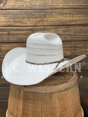 Larry Mahan LMH11157 10X COWBOY Straw Hat Ivory front and side view. If you need any assistance with this item or the purchase of this item please call us at five six one seven four eight eight eight zero one Monday through Saturday 10:00a.m EST to 8:00 p.m EST

