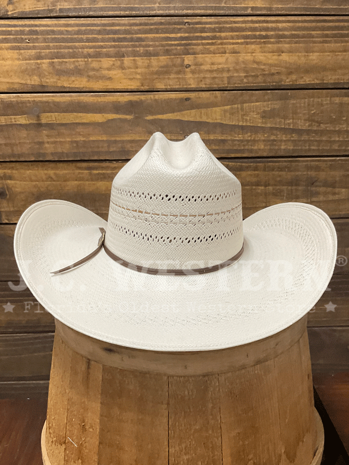 Larry Mahan LMH11157 10X COWBOY Straw Hat Ivory front and side view. If you need any assistance with this item or the purchase of this item please call us at five six one seven four eight eight eight zero one Monday through Saturday 10:00a.m EST to 8:00 p.m EST

