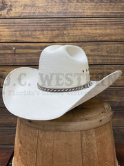 Larry Mahan LMH11218 AUSTIN 10X COWBOY Straw Hat Ivory side / front view. If you need any assistance with this item or the purchase of this item please call us at five six one seven four eight eight eight zero one Monday through Saturday 10:00a.m EST to 8:00 p.m EST