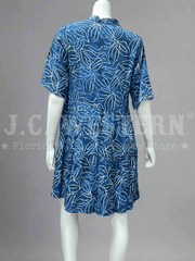 Santiki 6425-1702 Womens Asha Dress Navy Leaf back view. If you need any assistance with this item or the purchase of this item please call us at five six one seven four eight eight eight zero one Monday through Saturday 10:00a.m EST to 8:00 p.m EST

