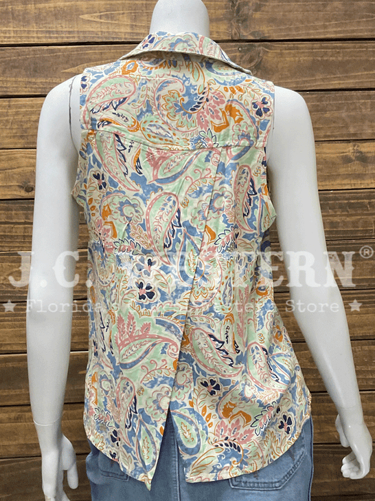 Santiki 4666-1682 Womens Lindy Sleeveless Top Organic Paisley Multicolor back view. If you need any assistance with this item or the purchase of this item please call us at five six one seven four eight eight eight zero one Monday through Saturday 10:00a.m EST to 8:00 p.m EST

