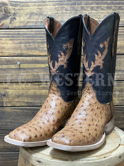 Black Jack BCGR9126-96 Mens Ostrich Western Boot Burnished Cigar Tan side / front view. If you need any assistance with this item or the purchase of this item please call us at five six one seven four eight eight eight zero one Monday through Saturday 10:00a.m EST to 8:00 p.m EST