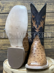Black Jack BCGR9126-96 Mens Ostrich Western Boot Burnished Cigar Tan sole and front view. If you need any assistance with this item or the purchase of this item please call us at five six one seven four eight eight eight zero one Monday through Saturday 10:00a.m EST to 8:00 p.m EST
