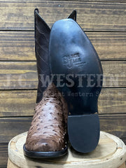 Black Jack KTB987-V3 Mens Full Quill Ostrich Western Boot Kango Tobac Bruciato Bark front and sole view. If you need any assistance with this item or the purchase of this item please call us at five six one seven four eight eight eight zero one Monday through Saturday 10:00a.m EST to 8:00 p.m EST