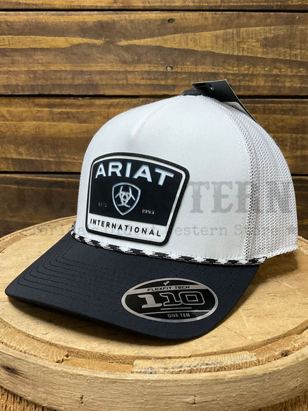 Ariat A300090405 Flexfit 110 Rubber Patch Cap White side / front view. If you need any assistance with this item or the purchase of this item please call us at five six one seven four eight eight eight zero one Monday through Saturday 10:00a.m EST to 8:00 p.m EST