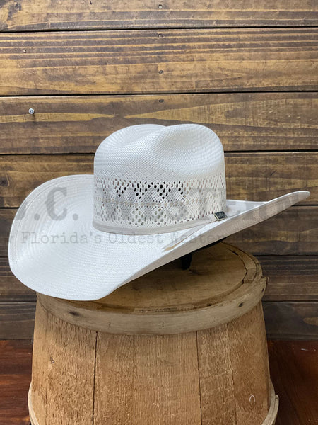 Larry Mahan LMH11169 10X DURANT Straw Hat Ice White side / front view. If you need any assistance with this item or the purchase of this item please call us at five six one seven four eight eight eight zero one Monday through Saturday 10:00a.m EST to 8:00 p.m EST
