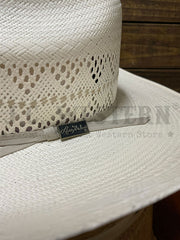 Larry Mahan LMH11169 10X DURANT Straw Hat Ice White close up. If you need any assistance with this item or the purchase of this item please call us at five six one seven four eight eight eight zero one Monday through Saturday 10:00a.m EST to 8:00 p.m EST