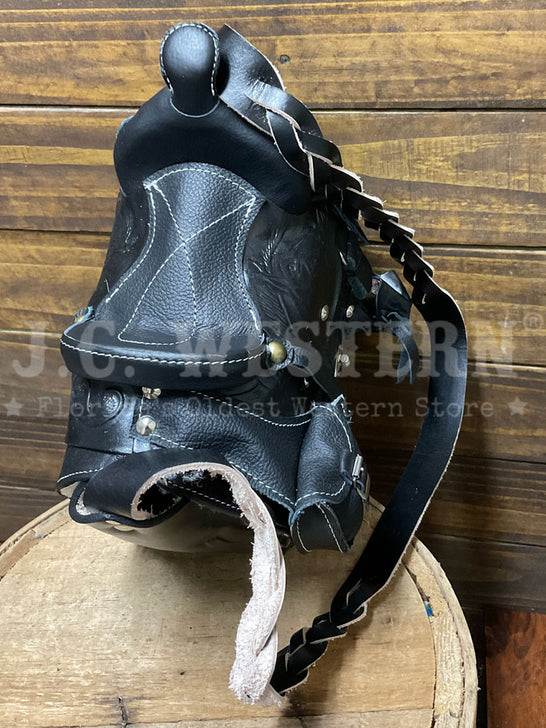 South Bay Leather WS-BK Womens Tooled Saddle Purse Black view from above. If you need any assistance with this item or the purchase of this item please call us at five six one seven four eight eight eight zero one Monday through Saturday 10:00a.m EST to 8:00 p.m EST