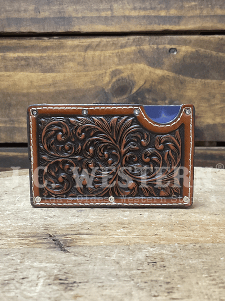 3D D250015202 Mens Smart Style Scroll Embossed Wallet Brown front view. If you need any assistance with this item or the purchase of this item please call us at five six one seven four eight eight eight zero one Monday through Saturday 10:00a.m EST to 8:00 p.m EST