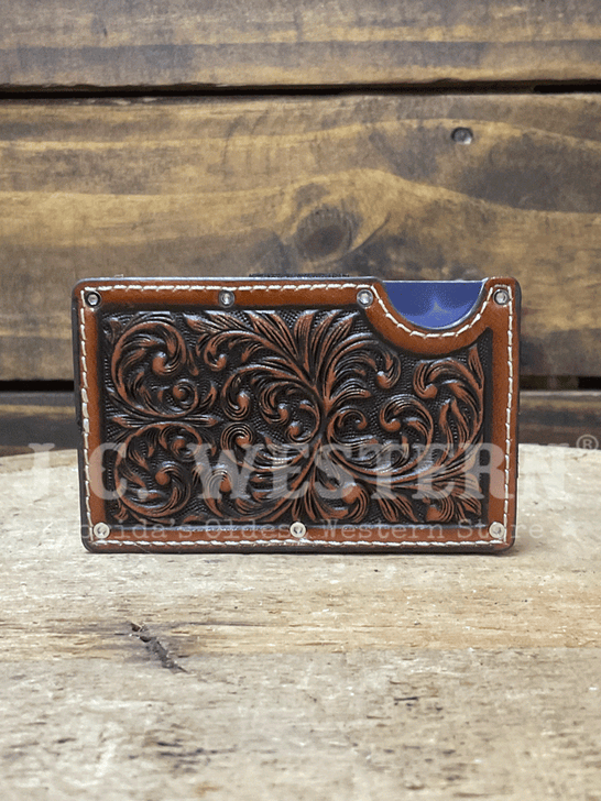 3D D250015202 Mens Smart Style Scroll Embossed Wallet Brown front view. If you need any assistance with this item or the purchase of this item please call us at five six one seven four eight eight eight zero one Monday through Saturday 10:00a.m EST to 8:00 p.m EST
