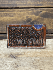 3D D250015202 Mens Smart Style Scroll Embossed Wallet Brown front view. If you need any assistance with this item or the purchase of this item please call us at five six one seven four eight eight eight zero one Monday through Saturday 10:00a.m EST to 8:00 p.m EST