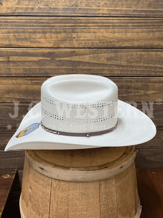 Stetson SSGAIN-684281 GAINES 10X Straw Hat Natural side view. If you need any assistance with this item or the purchase of this item please call us at five six one seven four eight eight eight zero one Monday through Saturday 10:00a.m EST to 8:00 p.m EST