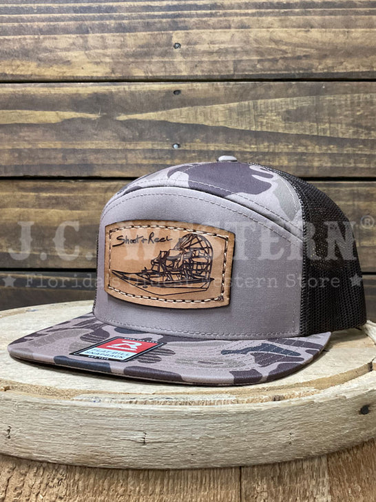 Shoot & Reel SR8-BDK Air Boat Patch Flat Bill Cap Bark Duck Camo front / side view. If you need any assistance with this item or the purchase of this item please call us at five six one seven four eight eight eight zero one Monday through Saturday 10:00a.m EST to 8:00 p.m EST