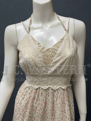 Miss Me MD1852T Womens Ditzy Floral Print Maxi Dress Ivory front close up.If you need any assistance with this item or the purchase of this item please call us at five six one seven four eight eight eight zero one Monday through Saturday 10:00a.m EST to 8:00 p.m EST
