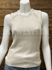 Miss Me MT5004T Womens Exposed Seam Knit Tank Top Natural front view. If you need any assistance with this item or the purchase of this item please call us at five six one seven four eight eight eight zero one Monday through Saturday 10:00a.m EST to 8:00 p.m EST