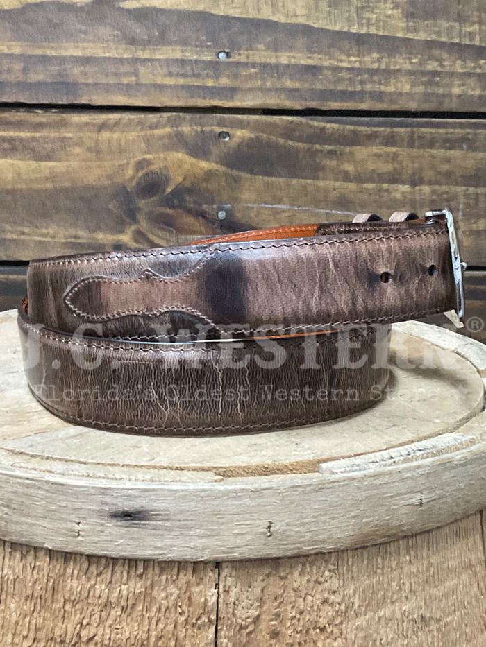 Black Jack 15321 Mens Square Buckle Goat Skin Belt Distressed Brown front view. If you need any assistance with this item or the purchase of this item please call us at five six one seven four eight eight eight zero one Monday through Saturday 10:00a.m EST to 8:00 p.m EST