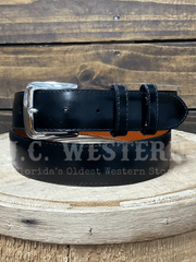 Black Jack 14812 Mens Leather Belt Shiny Black front view. If you need any assistance with this item or the purchase of this item please call us at five six one seven four eight eight eight zero one Monday through Saturday 10:00a.m EST to 8:00 p.m EST