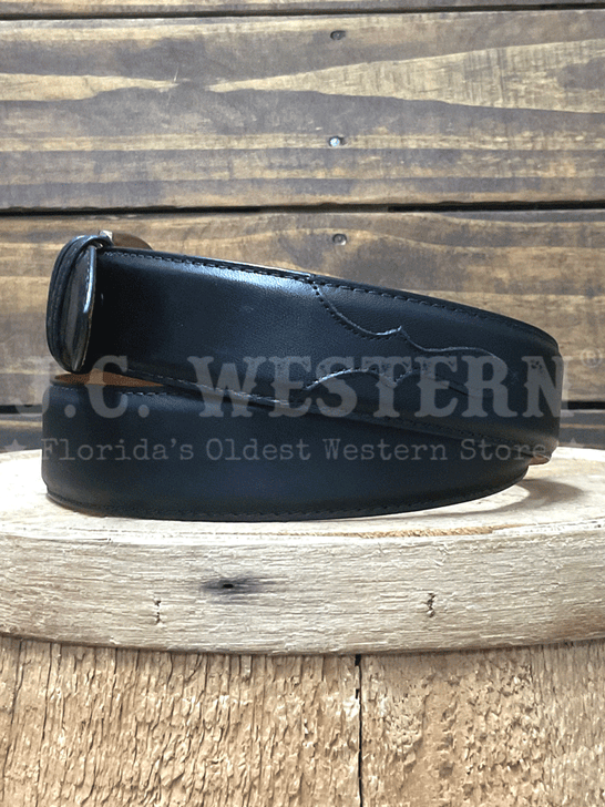 Black Jack 15620 Mens Leather Billet Belt Matte Black side view. If you need any assistance with this item or the purchase of this item please call us at five six one seven four eight eight eight zero one Monday through Saturday 10:00a.m EST to 8:00 p.m EST

