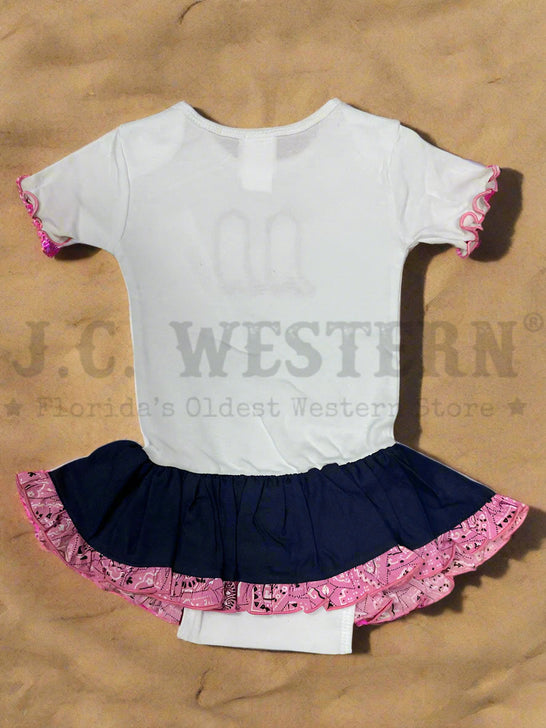 Kiddie Korral Style11DP Infants Cowgirl Onesie Pink Bandana Denim back view. If you need any assistance with this item or the purchase of this item please call us at five six one seven four eight eight eight zero one Monday through Saturday 10:00a.m EST to 8:00 p.m EST