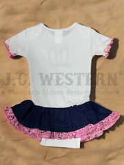 Kiddie Korral Style11DP Infants Cowgirl Onesie Pink Bandana Denim back view. If you need any assistance with this item or the purchase of this item please call us at five six one seven four eight eight eight zero one Monday through Saturday 10:00a.m EST to 8:00 p.m EST