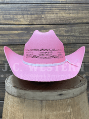 Twister T7135030 Youth Bangora Straw Western Hat Pink front view. If you need any assistance with this item or the purchase of this item please call us at five six one seven four eight eight eight zero one Monday through Saturday 10:00a.m EST to 8:00 p.m EST