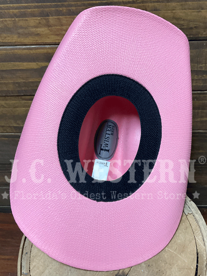 Twister T7135030 Youth Bangora Straw Western Hat Pink front view. If you need any assistance with this item or the purchase of this item please call us at five six one seven four eight eight eight zero one Monday through Saturday 10:00a.m EST to 8:00 p.m EST