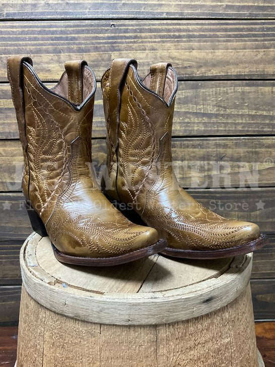 Circle G L6247 Ladies Embroidery Ankle Boot Honey side / front view. If you need any assistance with this item or the purchase of this item please call us at five six one seven four eight eight eight zero one Monday through Saturday 10:00a.m EST to 8:00 p.m EST