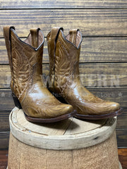 Circle G L6247 Ladies Embroidery Ankle Boot Honey side / front view. If you need any assistance with this item or the purchase of this item please call us at five six one seven four eight eight eight zero one Monday through Saturday 10:00a.m EST to 8:00 p.m EST