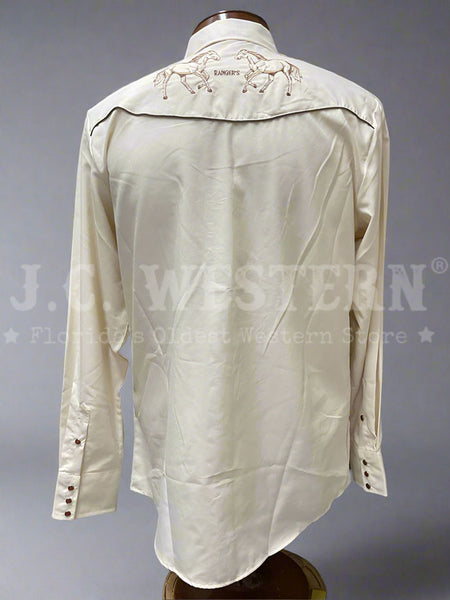 Rangers 1044CA01 Mens Running Horses Western Shirt Beige back view. If you need any assistance with this item or the purchase of this item please call us at five six one seven four eight eight eight zero one Monday through Saturday 10:00a.m EST to 8:00 p.m EST