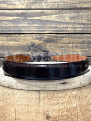Lucchese W03106-6301-36 Custom Smooth Goat Leather Tapered Belt Black Cherry Size 36 back view. If you need any assistance with this item or the purchase of this item please call us at five six one seven four eight eight eight zero one Monday through Saturday 10:00a.m EST to 8:00 p.m EST

