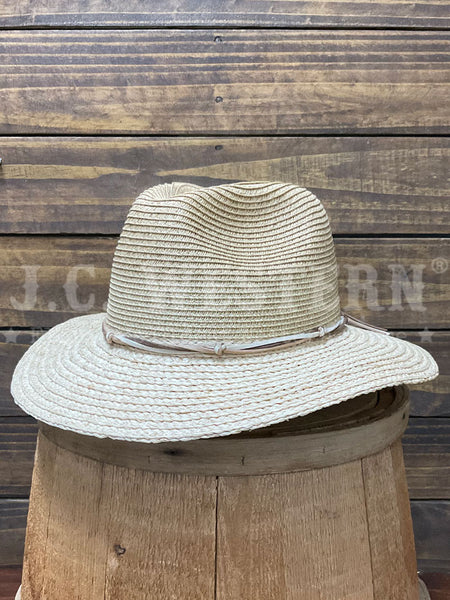 Scala LR782-TAN Straw Hat Tan side / front view. If you need any assistance with this item or the purchase of this item please call us at five six one seven four eight eight eight zero one Monday through Saturday 10:00a.m EST to 8:00 p.m EST