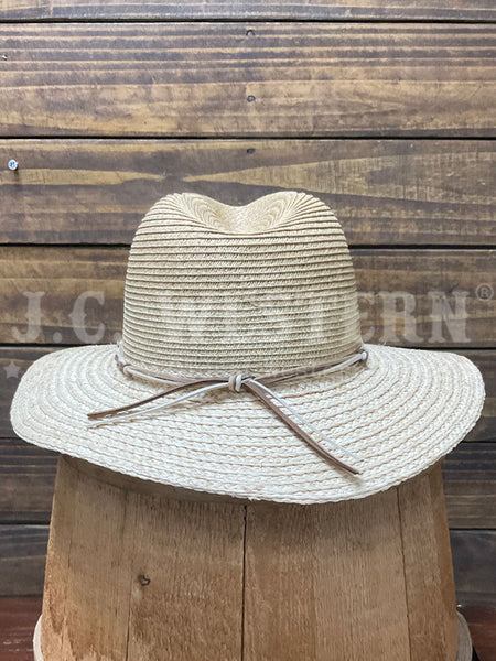 Scala LR782-TAN Straw Hat Tan back view. If you need any assistance with this item or the purchase of this item please call us at five six one seven four eight eight eight zero one Monday through Saturday 10:00a.m EST to 8:00 p.m EST