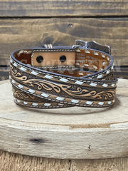 3D D120004302 Kids Embossed Buck Lace Belt With Buckle Brown back view. If you need any assistance with this item or the purchase of this item please call us at five six one seven four eight eight eight zero one Monday through Saturday 10:00a.m EST to 8:00 p.m EST