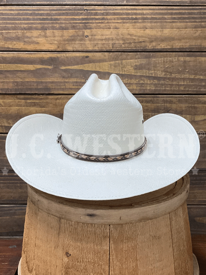 Justin JS1156MRGN40 10X MORGAN Straw Cowboy Hat Ivory front and side view. If you need any assistance with this item or the purchase of this item please call us at five six one seven four eight eight eight zero one Monday through Saturday 10:00a.m EST to 8:00 p.m EST


