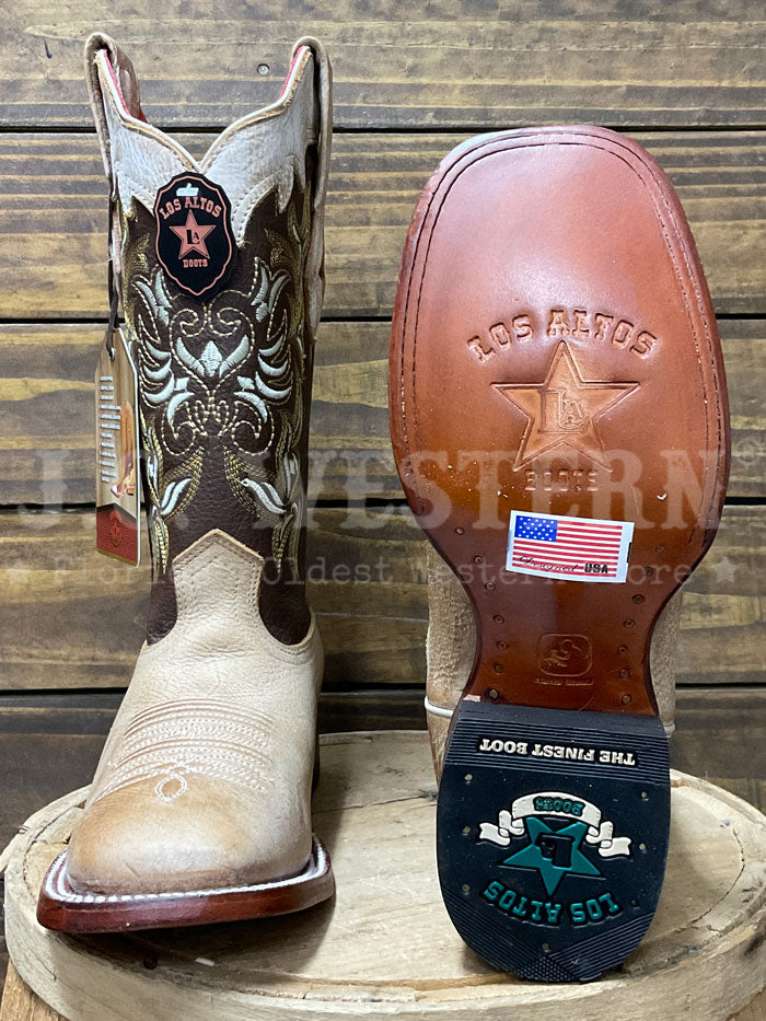 Los Altos 322N3651 Ladies HANRRY Embroidery Boot Honey Tan side / front view. If you need any assistance with this item or the purchase of this item please call us at five six one seven four eight eight eight zero one Monday through Saturday 10:00a.m EST to 8:00 p.m EST