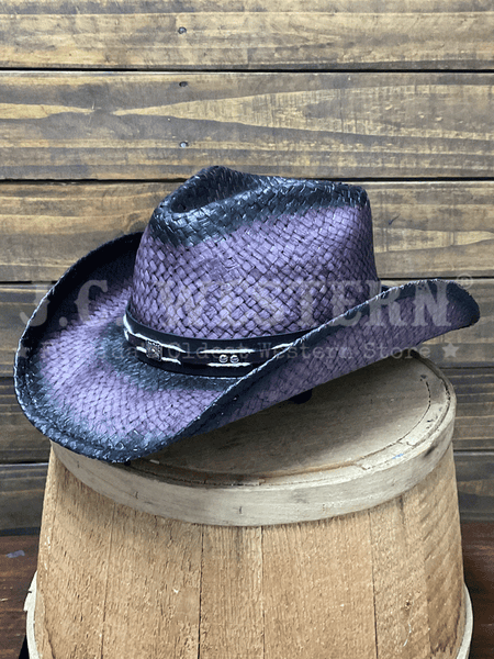 Bullhide BURNIN' DOWN 2798 Western Straw Hat Wine front and side view. If you need any assistance with this item or the purchase of this item please call us at five six one seven four eight eight eight zero one Monday through Saturday 10:00a.m EST to 8:00 p.m EST