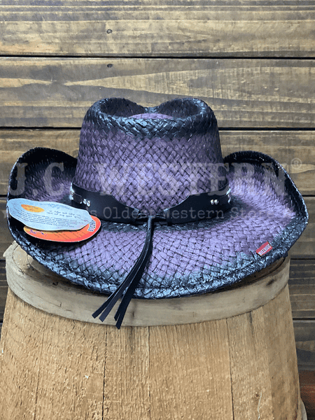 Bullhide BURNIN' DOWN 2798 Western Straw Hat Wine back view. If you need any assistance with this item or the purchase of this item please call us at five six one seven four eight eight eight zero one Monday through Saturday 10:00a.m EST to 8:00 p.m EST