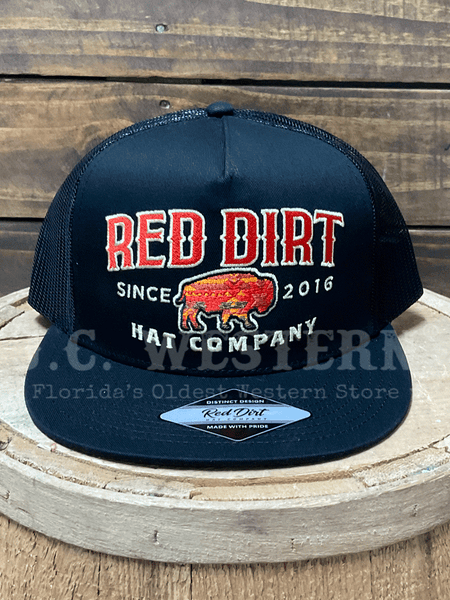 Red Dirt RDHC-434 SUNSET BUFFALO Trucker Cap Black front view. If you need any assistance with this item or the purchase of this item please call us at five six one seven four eight eight eight zero one Monday through Saturday 10:00a.m EST to 8:00 p.m EST