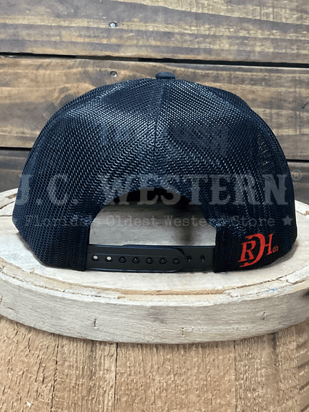 Red Dirt RDHC-434 SUNSET BUFFALO Trucker Cap Black back view. If you need any assistance with this item or the purchase of this item please call us at five six one seven four eight eight eight zero one Monday through Saturday 10:00a.m EST to 8:00 p.m EST