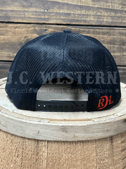 Red Dirt RDHC-434 SUNSET BUFFALO Trucker Cap Black back view. If you need any assistance with this item or the purchase of this item please call us at five six one seven four eight eight eight zero one Monday through Saturday 10:00a.m EST to 8:00 p.m EST